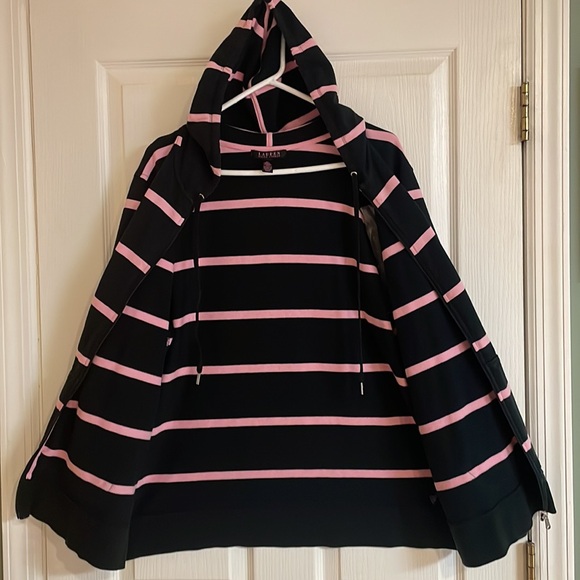 Lauren Ralph Lauren Black Label Zip Up Jacket Black /Pink Hooded size 2 XL - Picture 2 of 12
